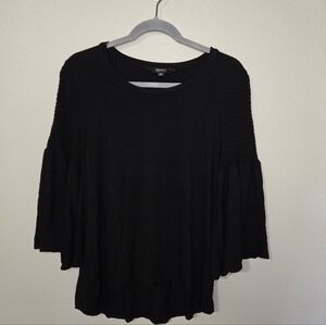 Black Smocked Sleeve Shirt